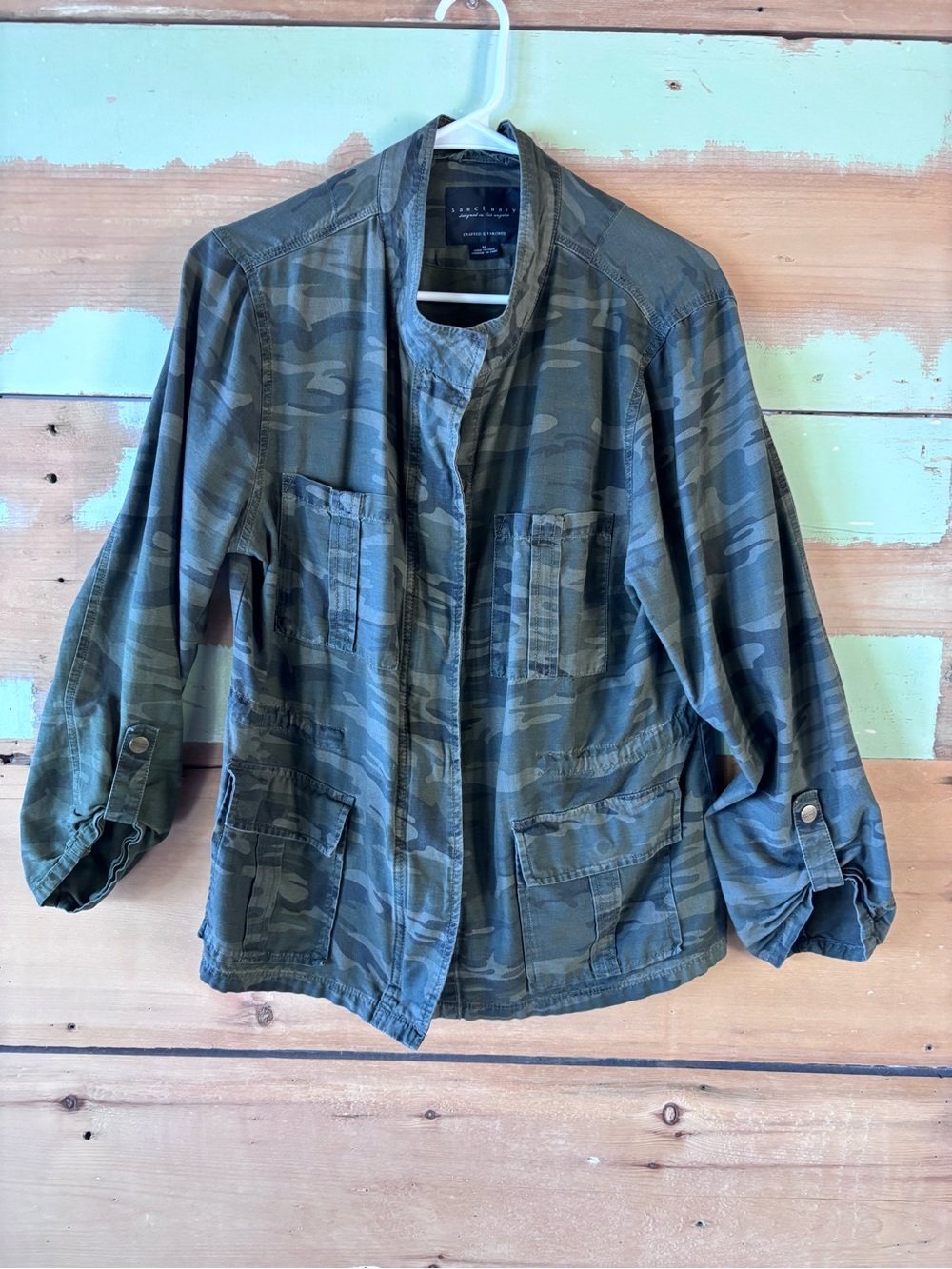Sanctuary Olive Green Camo Utility Jacket